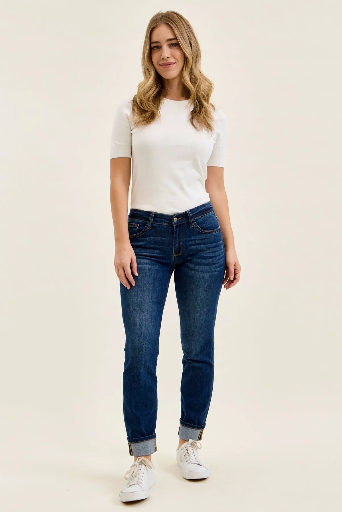 Kimberly Dark Wash Straight Fit Cuff