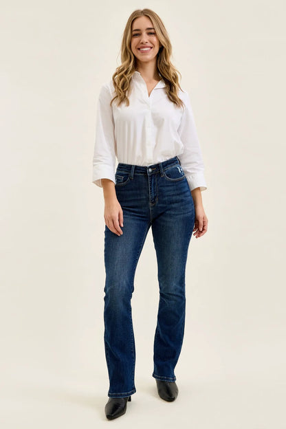 Daisy Slit-Hem Slim Bootcut