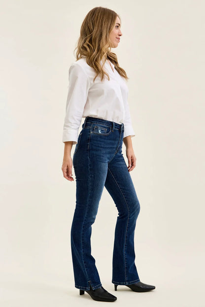 Daisy Slit-Hem Slim Bootcut