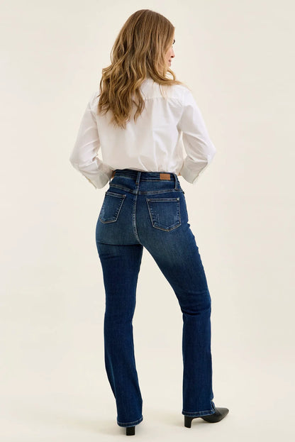 Daisy Slit-Hem Slim Bootcut