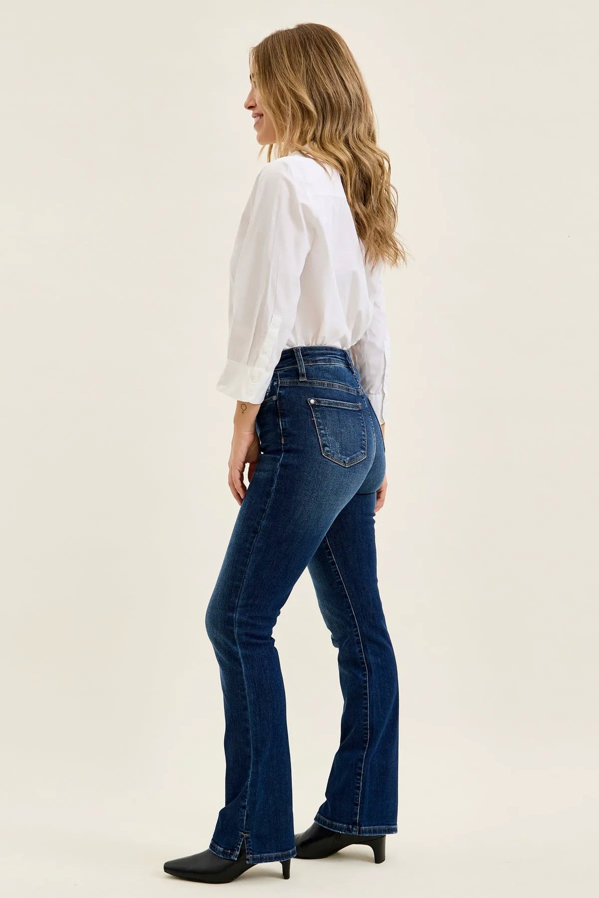 Daisy Slit-Hem Slim Bootcut
