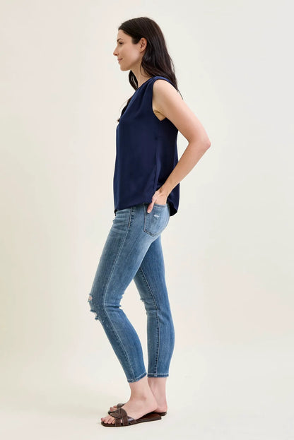 Angie Relaxed Fit Bleach Splash Cropped