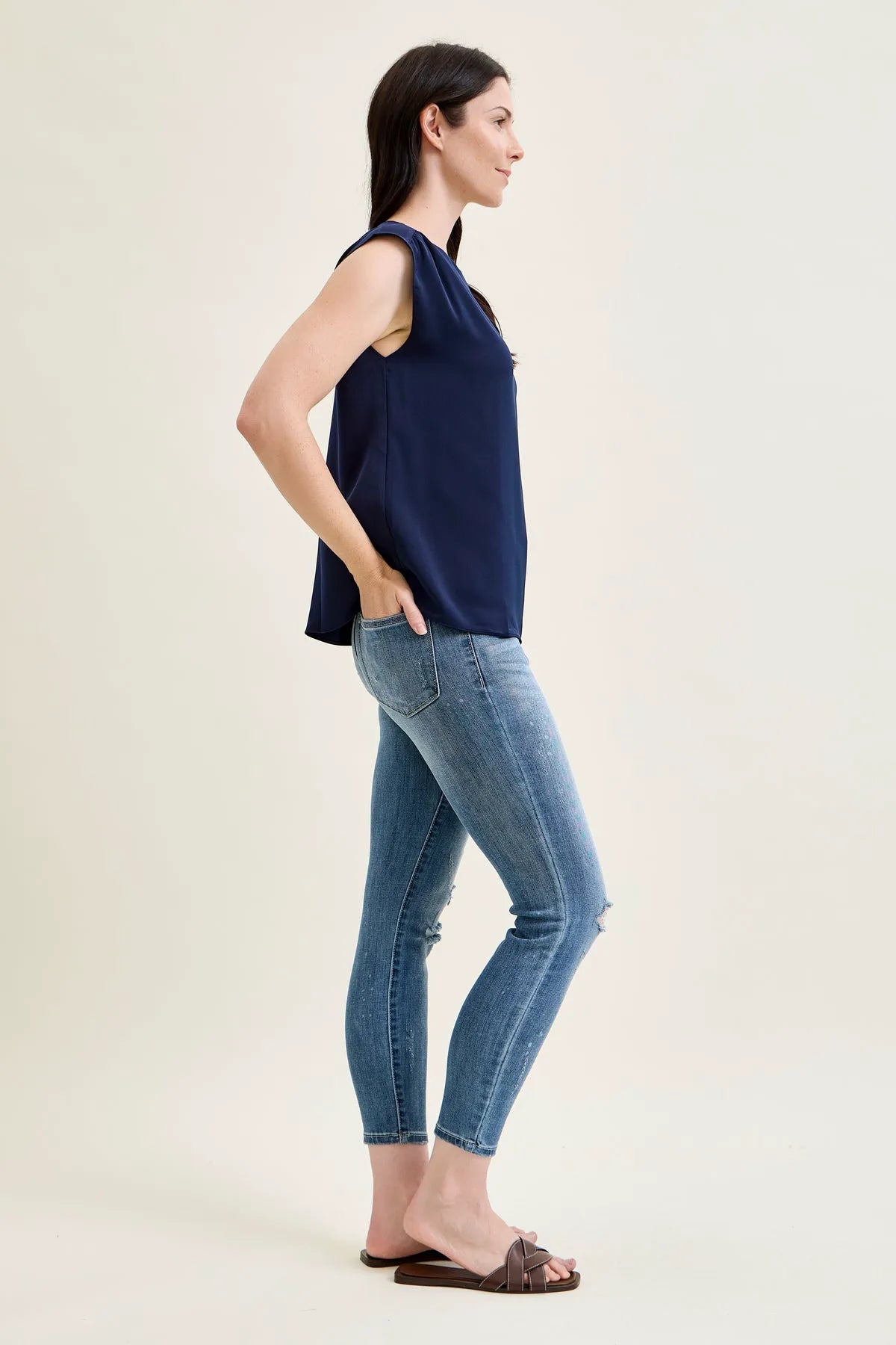Angie Relaxed Fit Bleach Splash Cropped