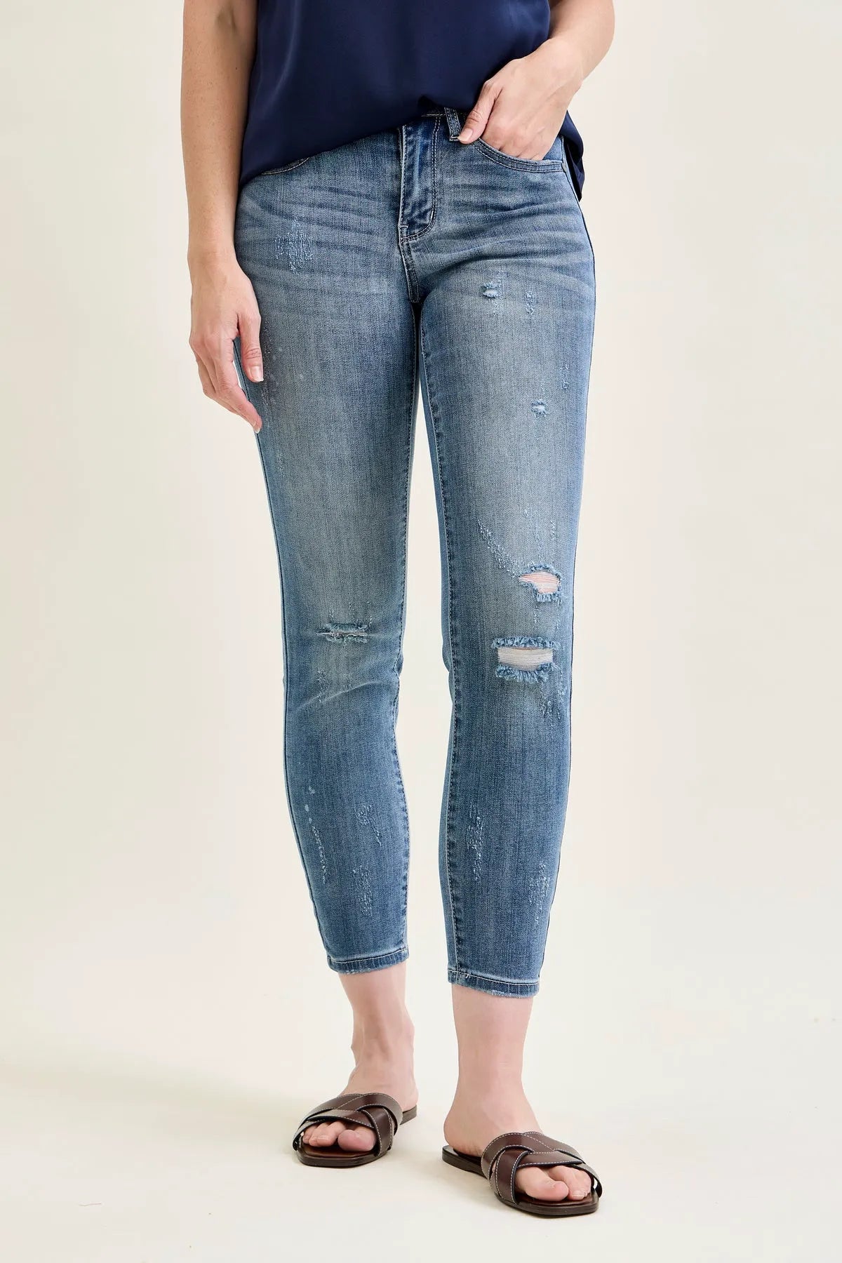 Angie Relaxed Fit Bleach Splash Cropped