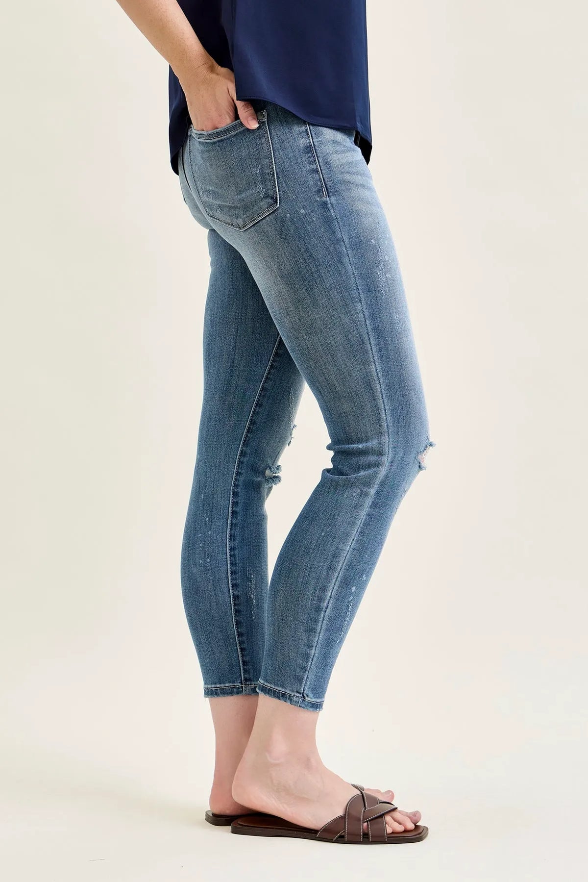 Angie Relaxed Fit Bleach Splash Cropped