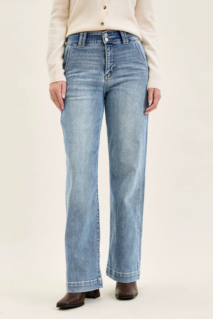 Penny Light Grey Blue Trouser Wide Leg