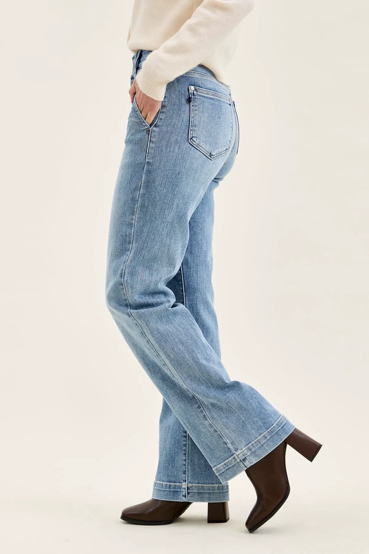 Penny Light Grey Blue Trouser Wide Leg
