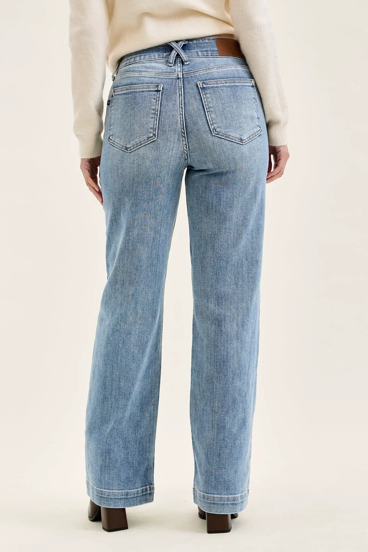 Penny Light Grey Blue Trouser Wide Leg