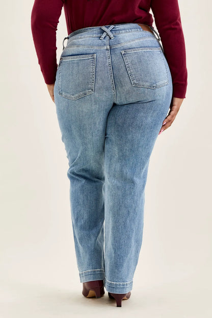 Penny Light Grey Blue Trouser Wide Leg - PLUS