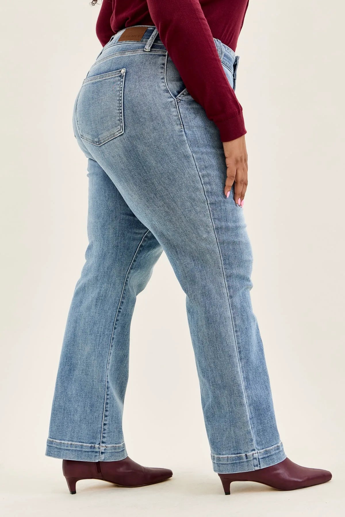 Penny Light Grey Blue Trouser Wide Leg - PLUS
