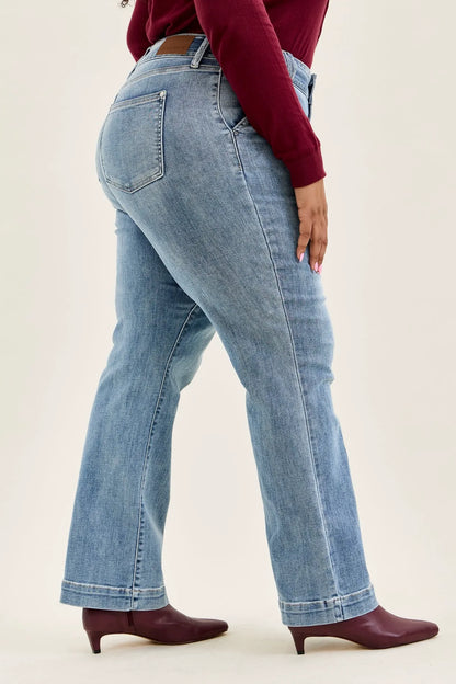 Penny Light Grey Blue Trouser Wide Leg - PLUS