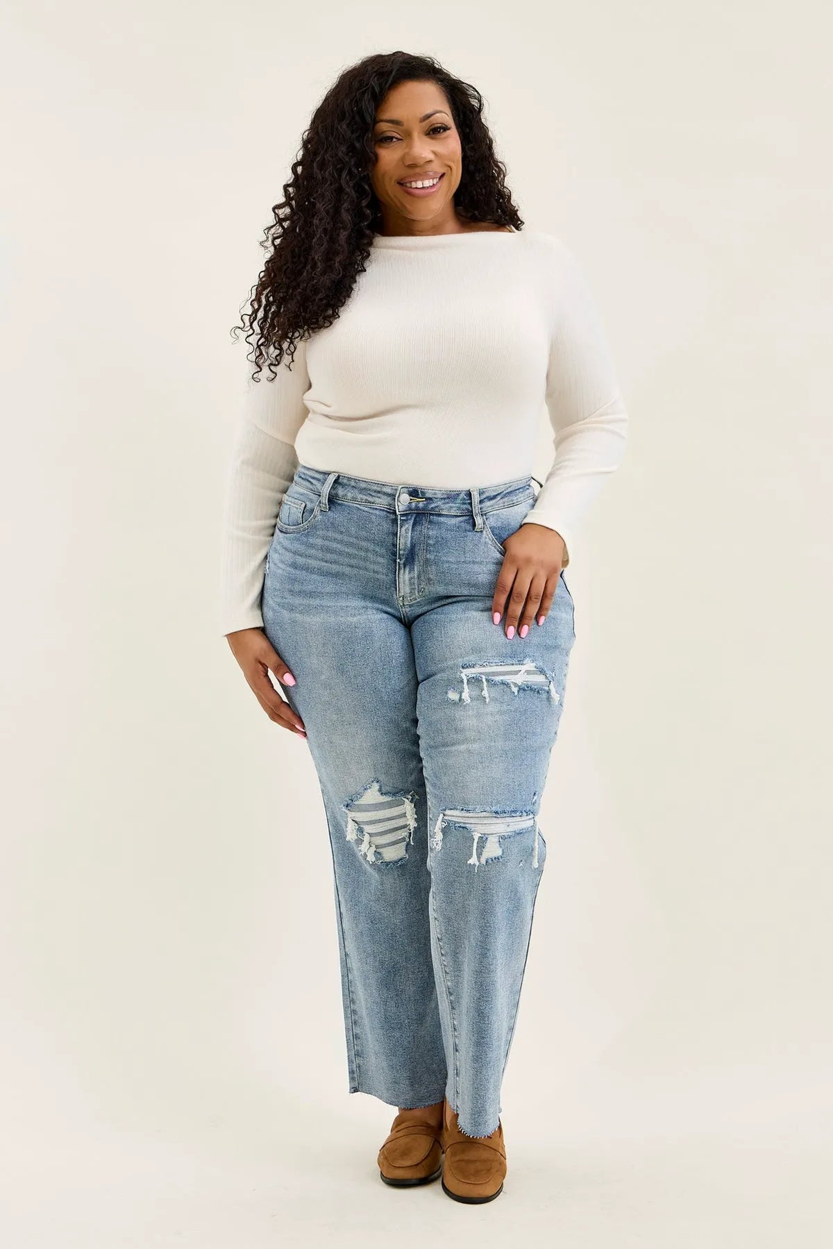 Brenda Retro 90's Destructed Straight Fit - PLUS