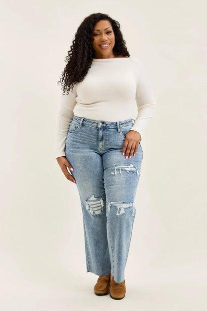 Brenda Retro 90's Destructed Straight Fit - PLUS