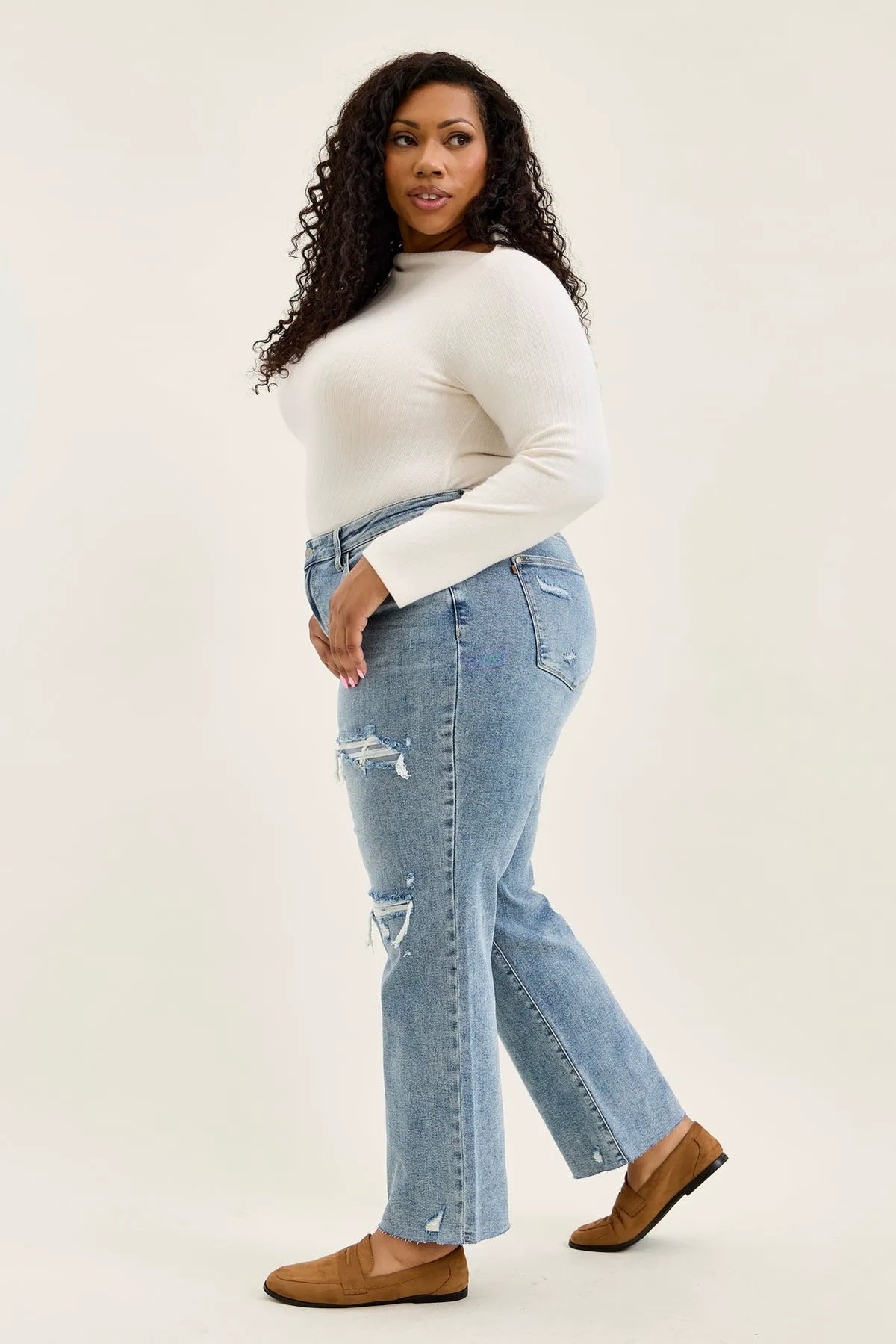 Brenda Retro 90's Destructed Straight Fit - PLUS