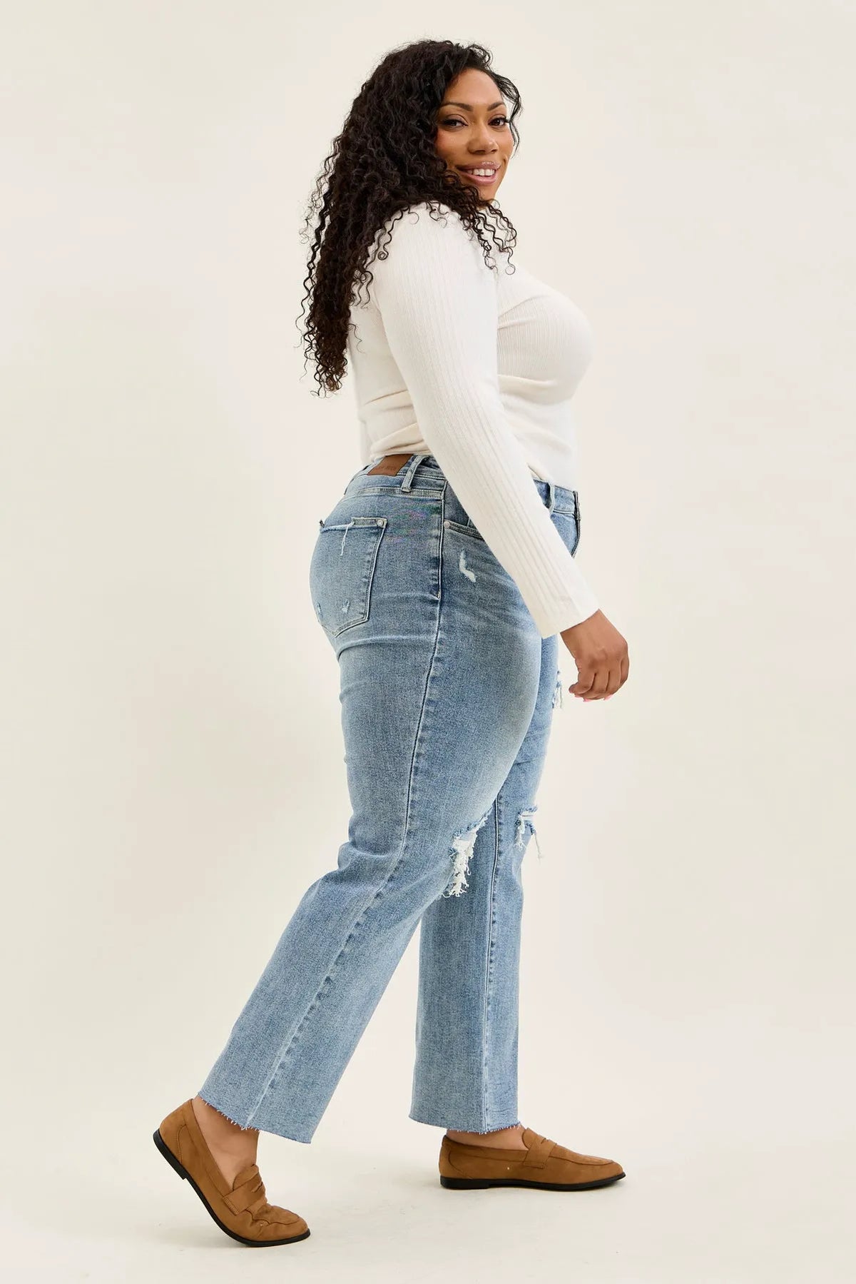 Brenda Retro 90's Destructed Straight Fit - PLUS