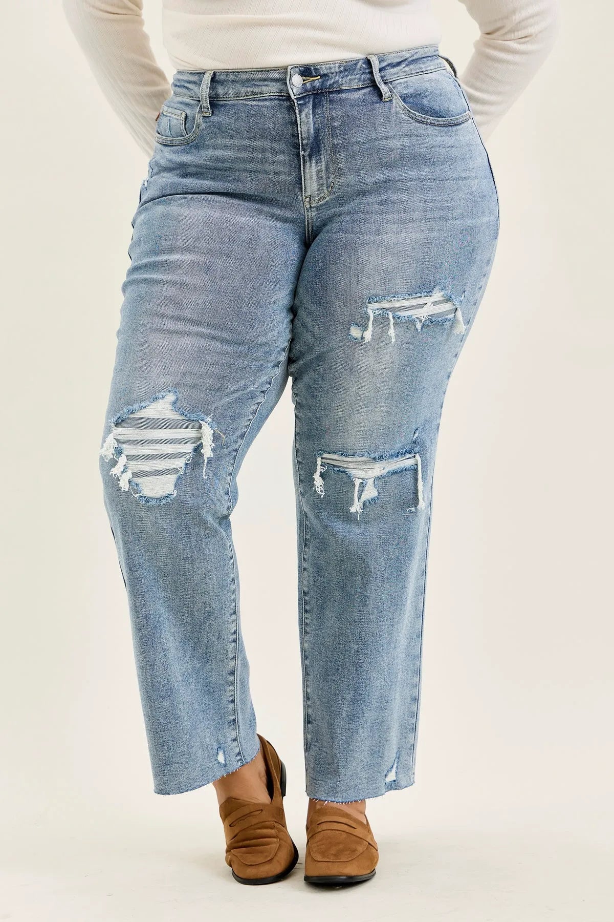 Brenda Retro 90's Destructed Straight Fit - PLUS