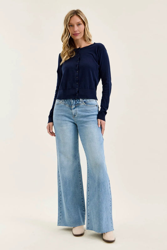 Lux Quilted Blue Retro Wide Leg