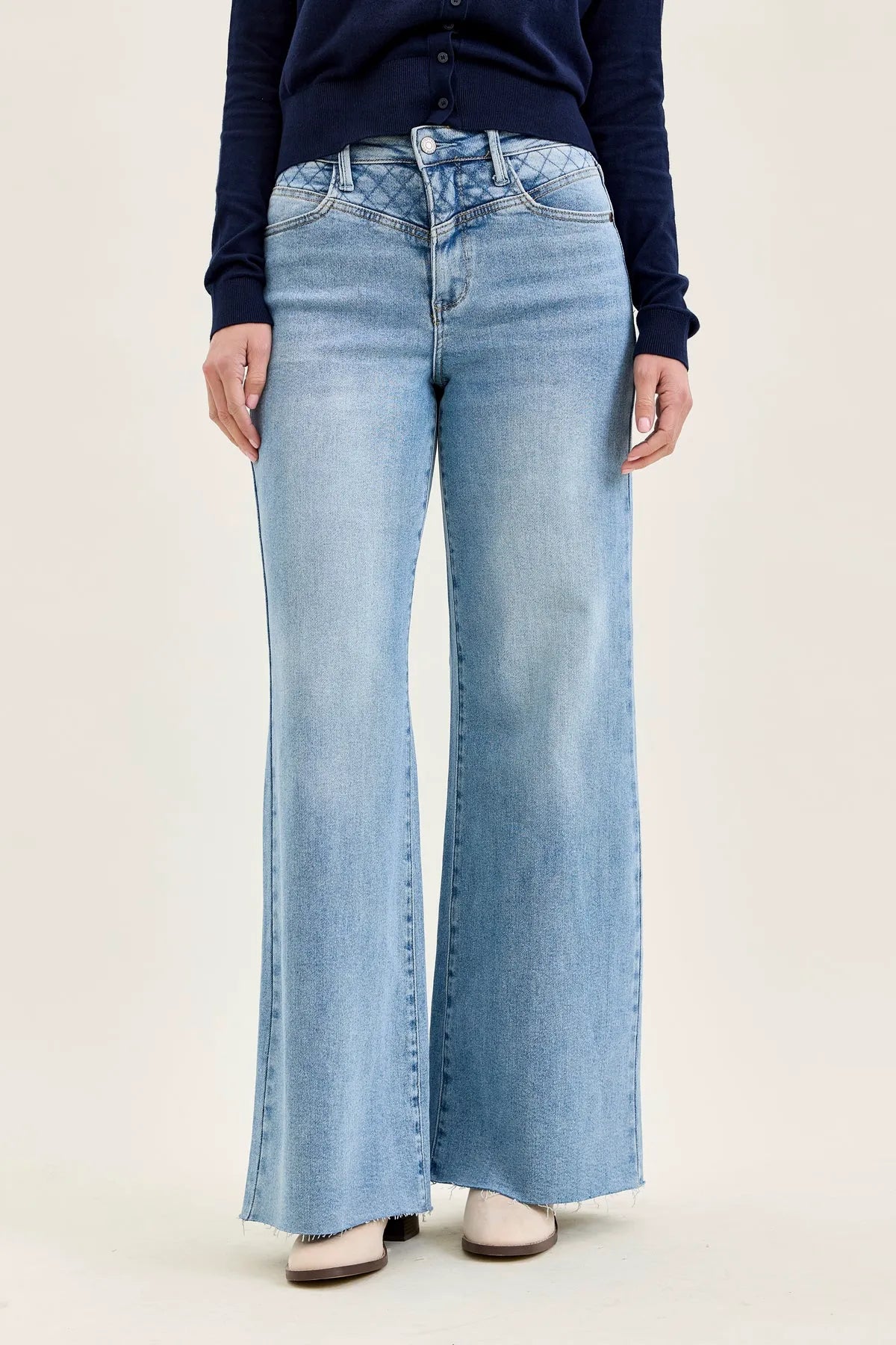Lux Quilted Blue Retro Wide Leg