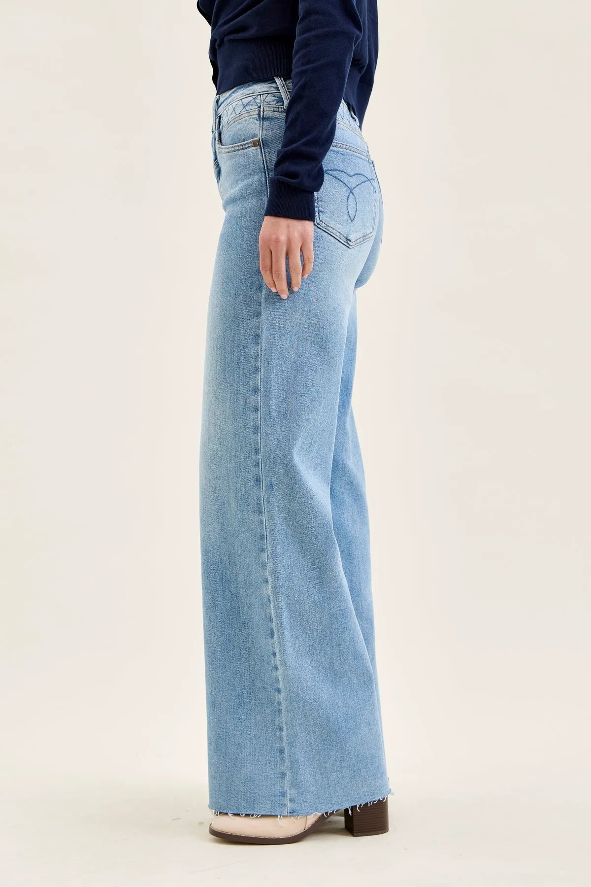 Lux Quilted Blue Retro Wide Leg