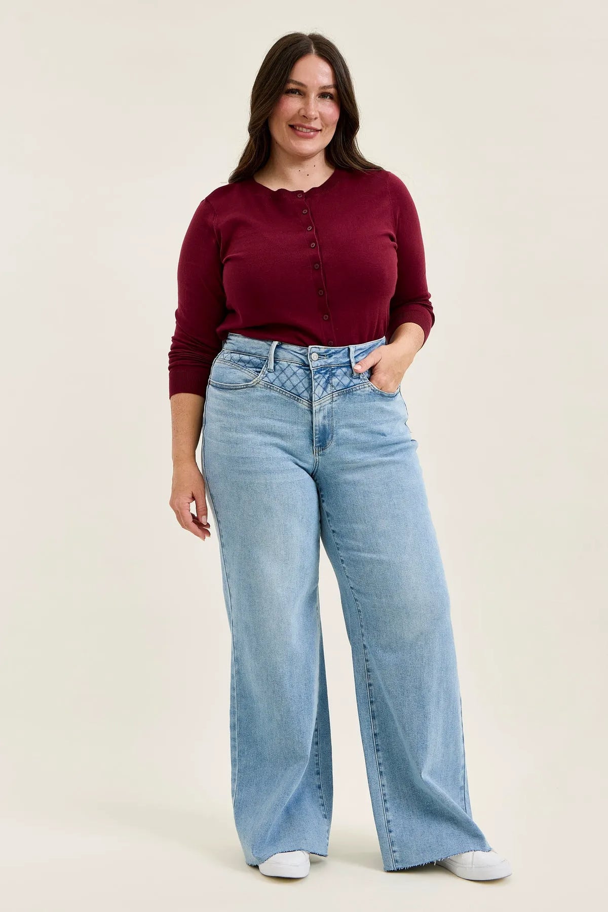 Lux Quilted Blue Retro Wide Leg - PLUS