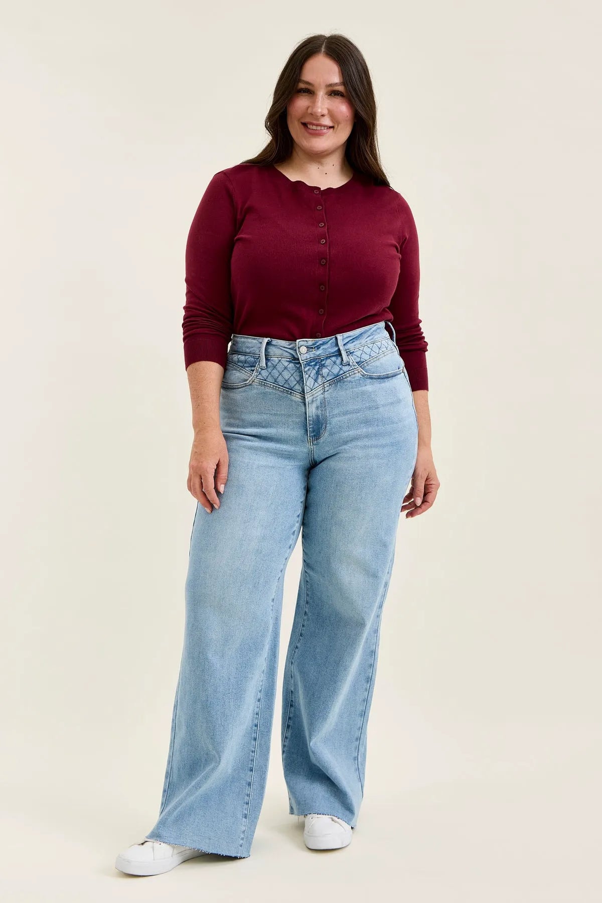 Lux Quilted Blue Retro Wide Leg - PLUS