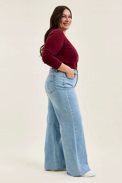 Lux Quilted Blue Retro Wide Leg - PLUS