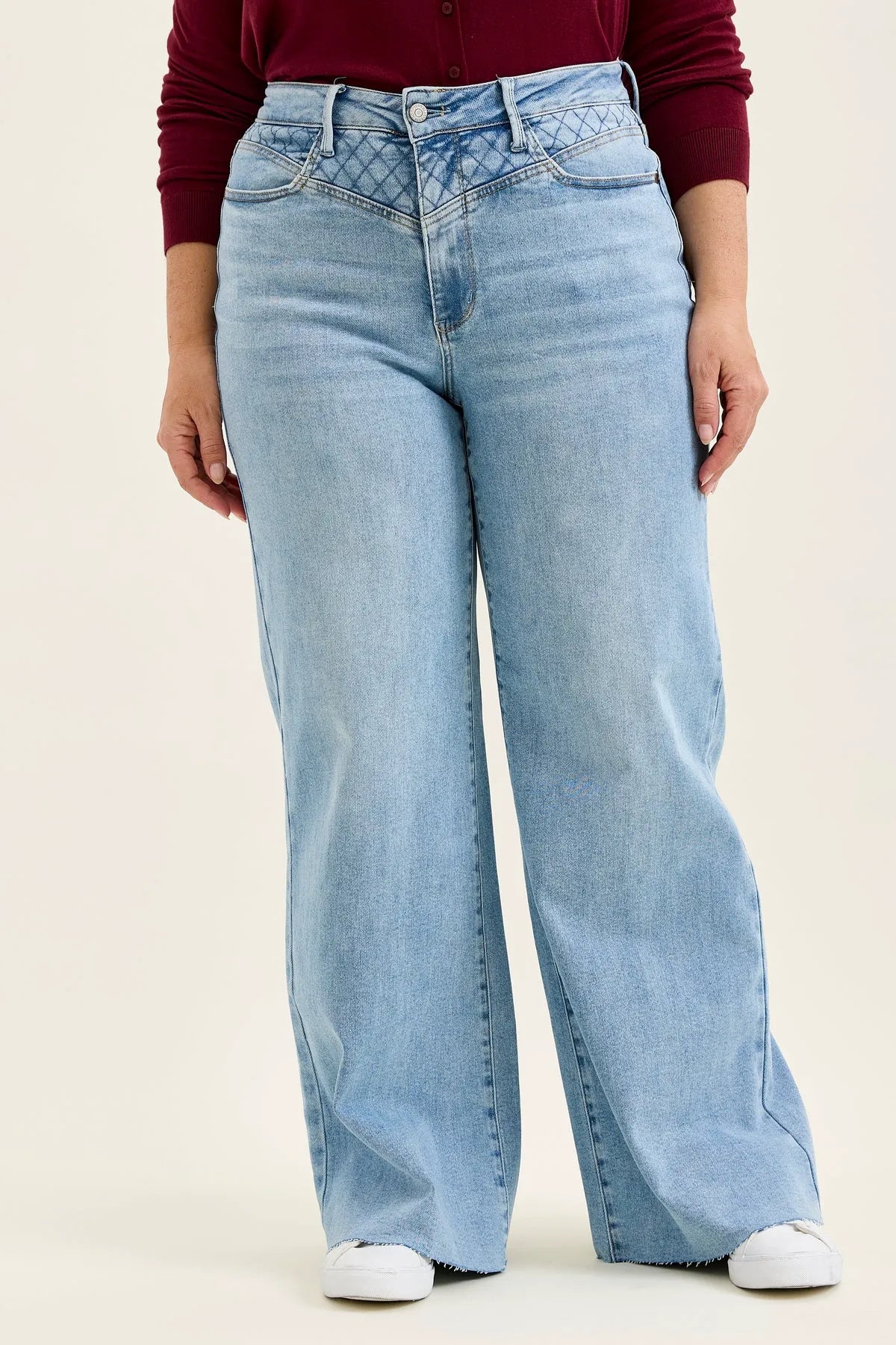Lux Quilted Blue Retro Wide Leg - PLUS