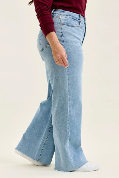 Lux Quilted Blue Retro Wide Leg - PLUS