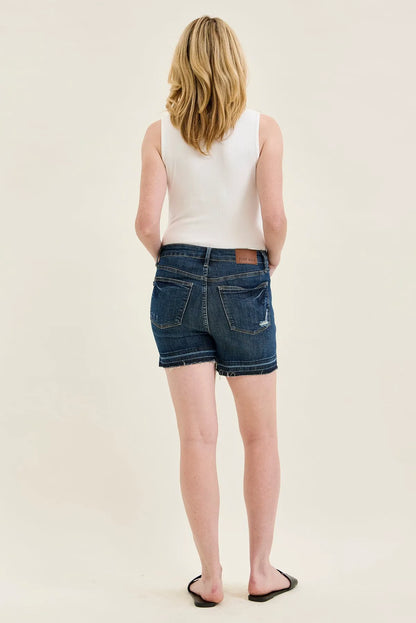 Erin Tummy Control Distressed Release Hem Shorts
