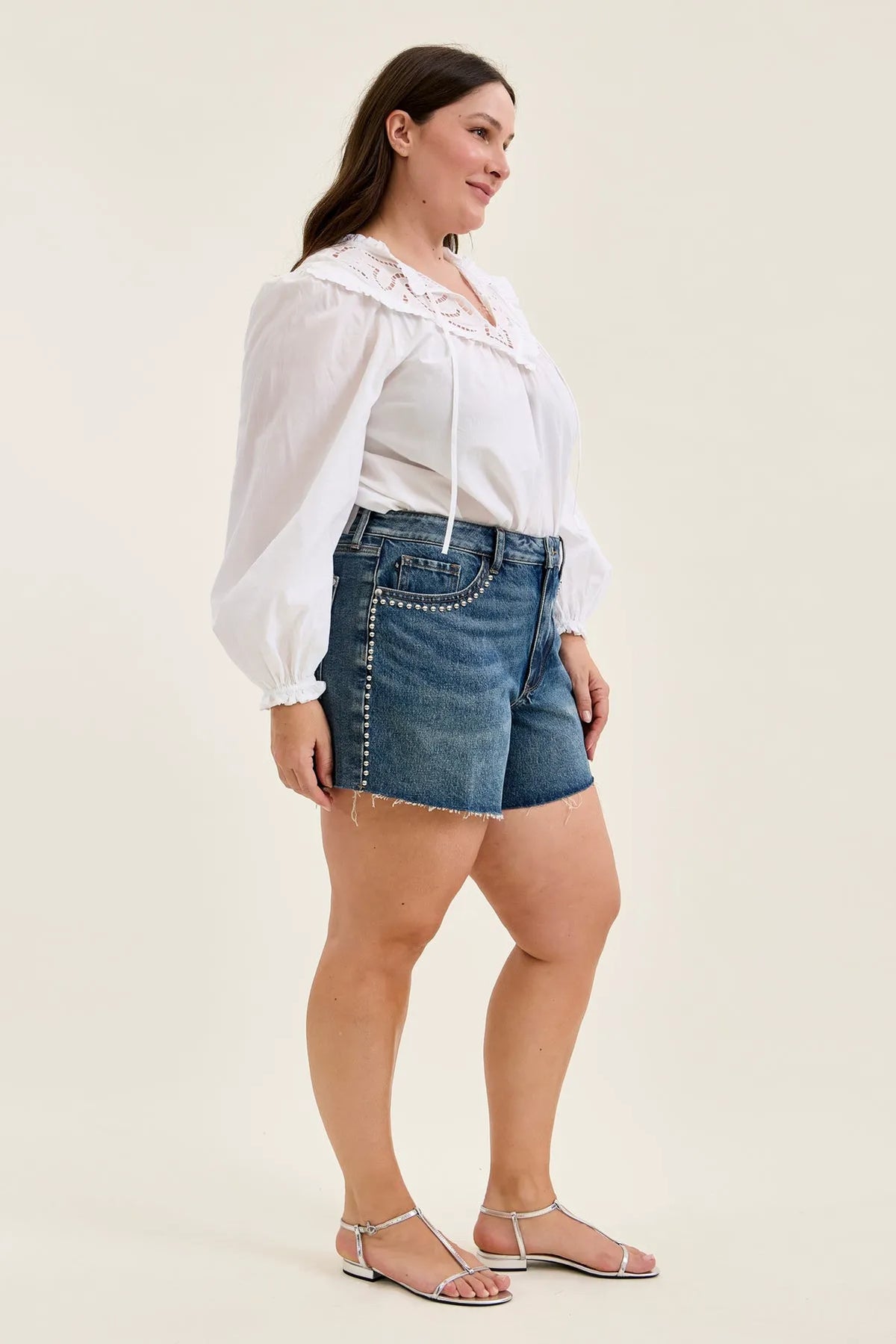Maggie Rigid Magic Cutoff With Studded Details - PLUS