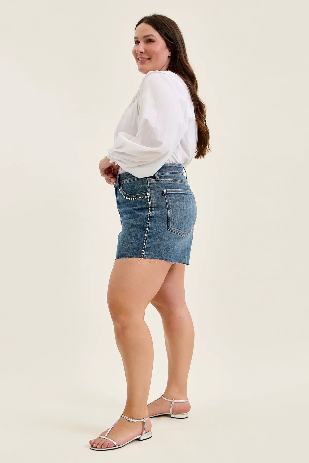Maggie Rigid Magic Cutoff With Studded Details - PLUS