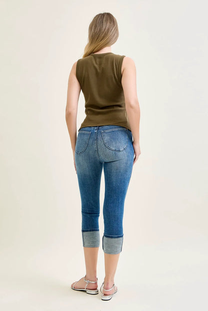 Melanie Tummy Control Back Shield Pockets & Cuff Capri