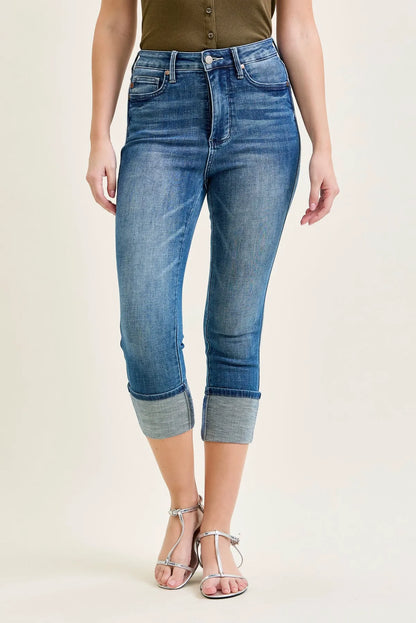 Melanie Tummy Control Back Shield Pockets & Cuff Capri