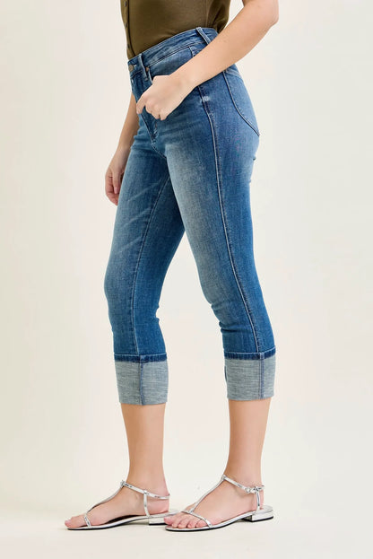 Melanie Tummy Control Back Shield Pockets & Cuff Capri