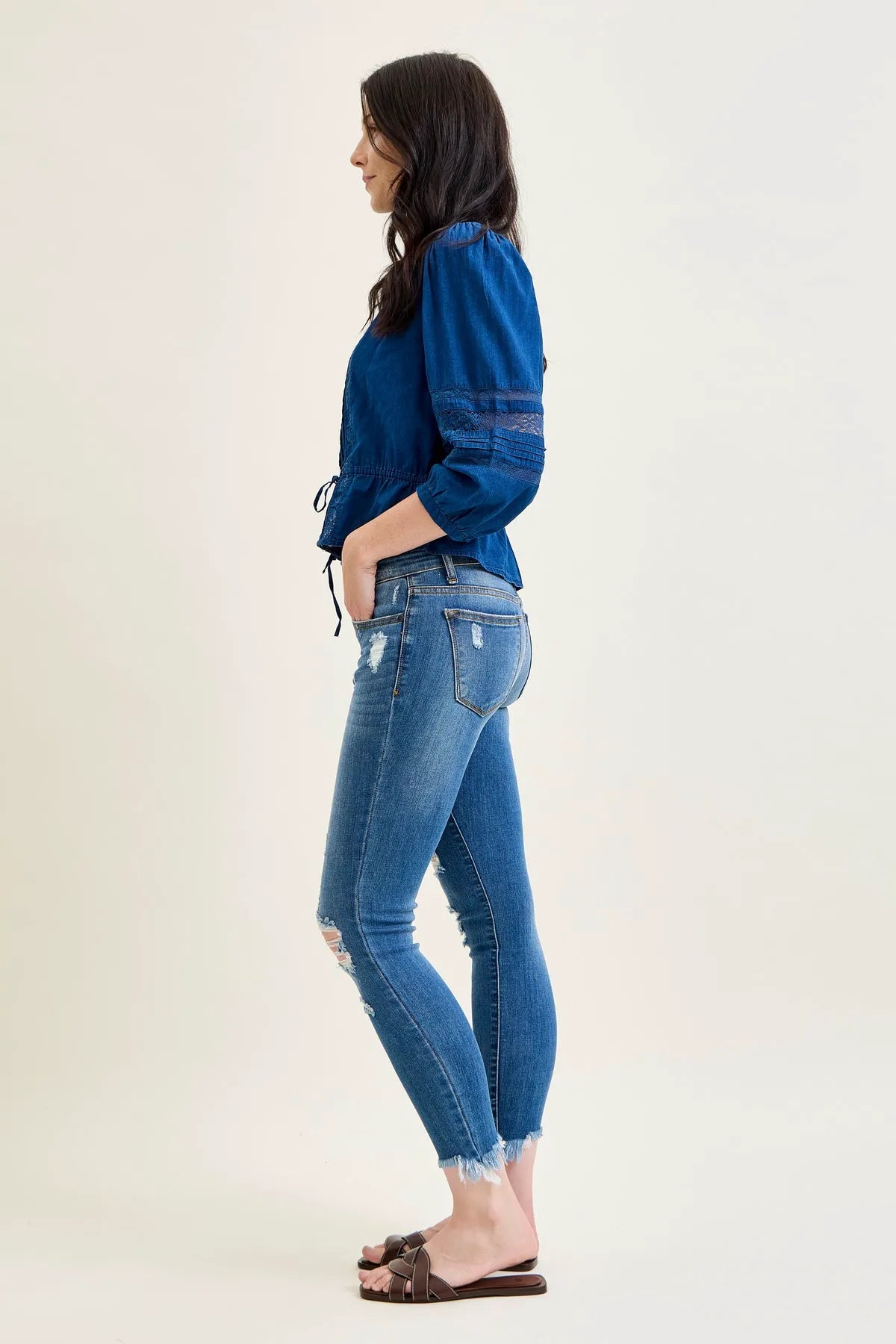 Sienna Distressed Hem Skinny Jeans