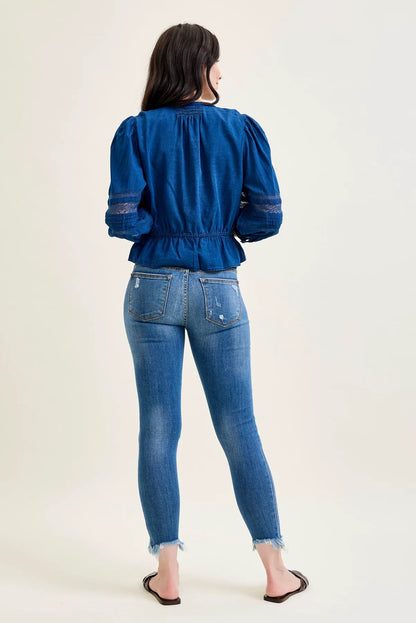 Sienna Distressed Hem Skinny Jeans