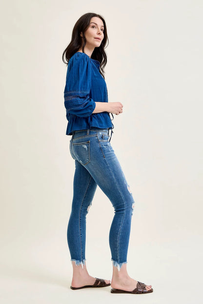 Sienna Distressed Hem Skinny Jeans