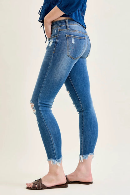 Sienna Distressed Hem Skinny Jeans