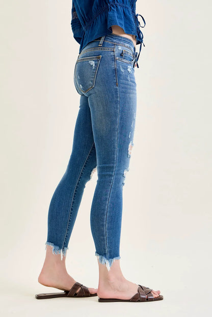 Sienna Distressed Hem Skinny Jeans