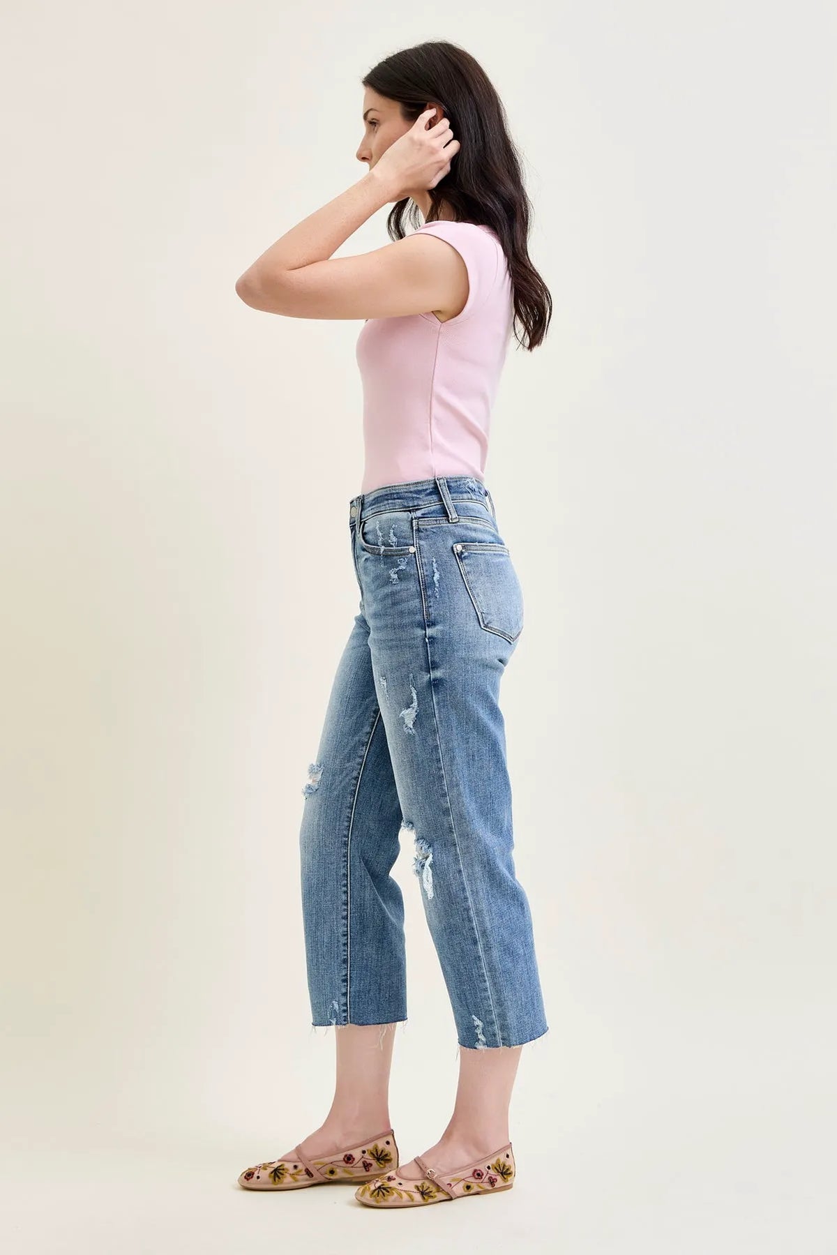 Dottie Distressed Crop Wide Leg
