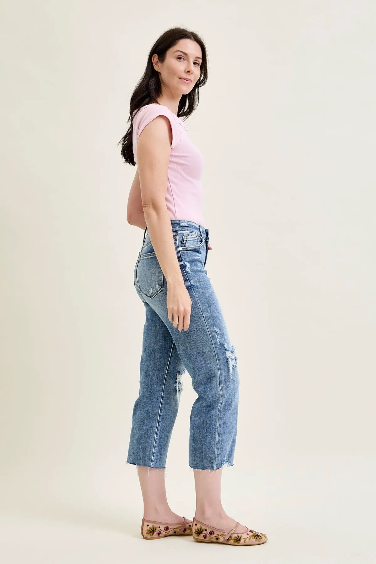 Dottie Distressed Crop Wide Leg