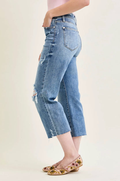 Dottie Distressed Crop Wide Leg