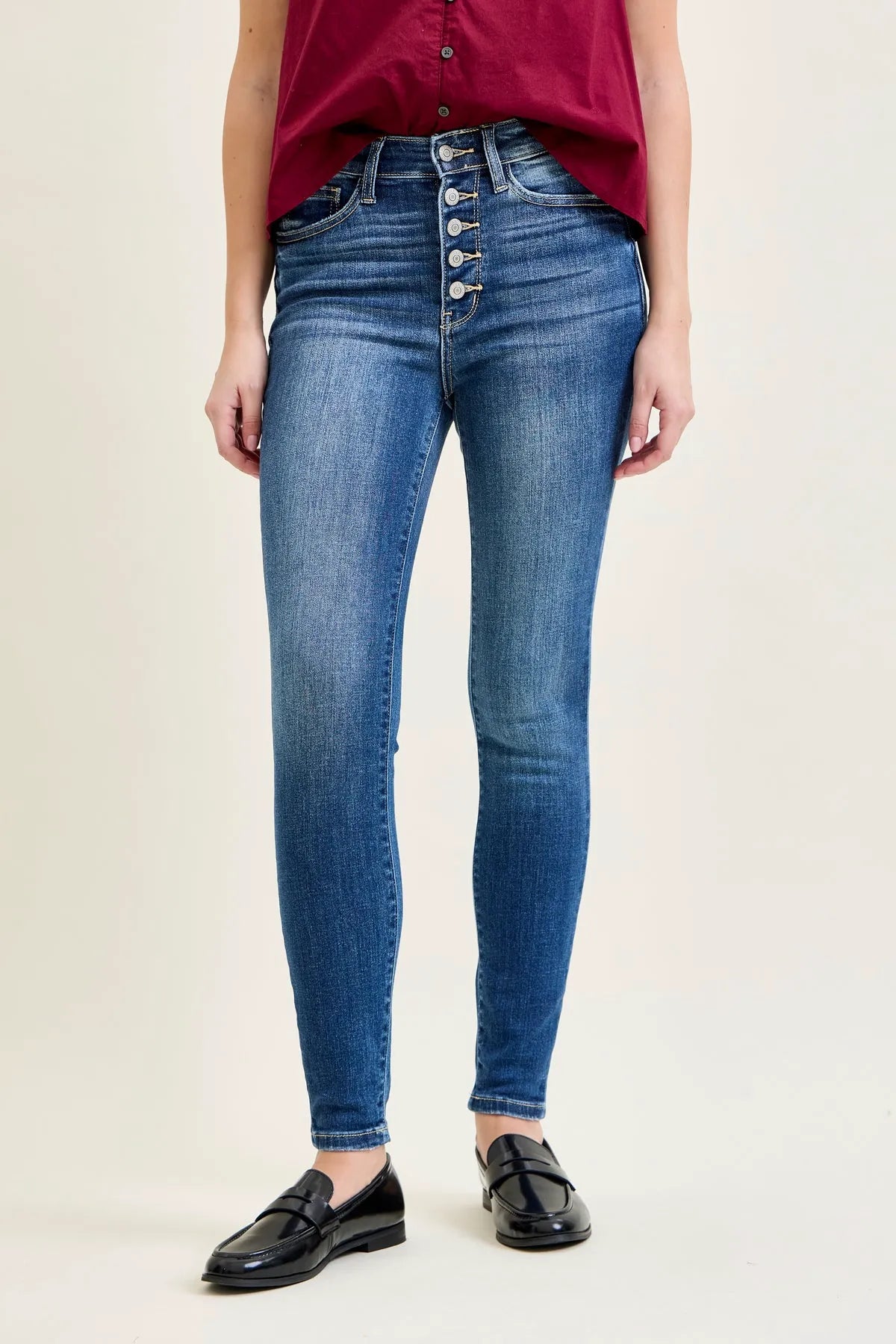 Sienna Classic Button Fly Skinny Jeans