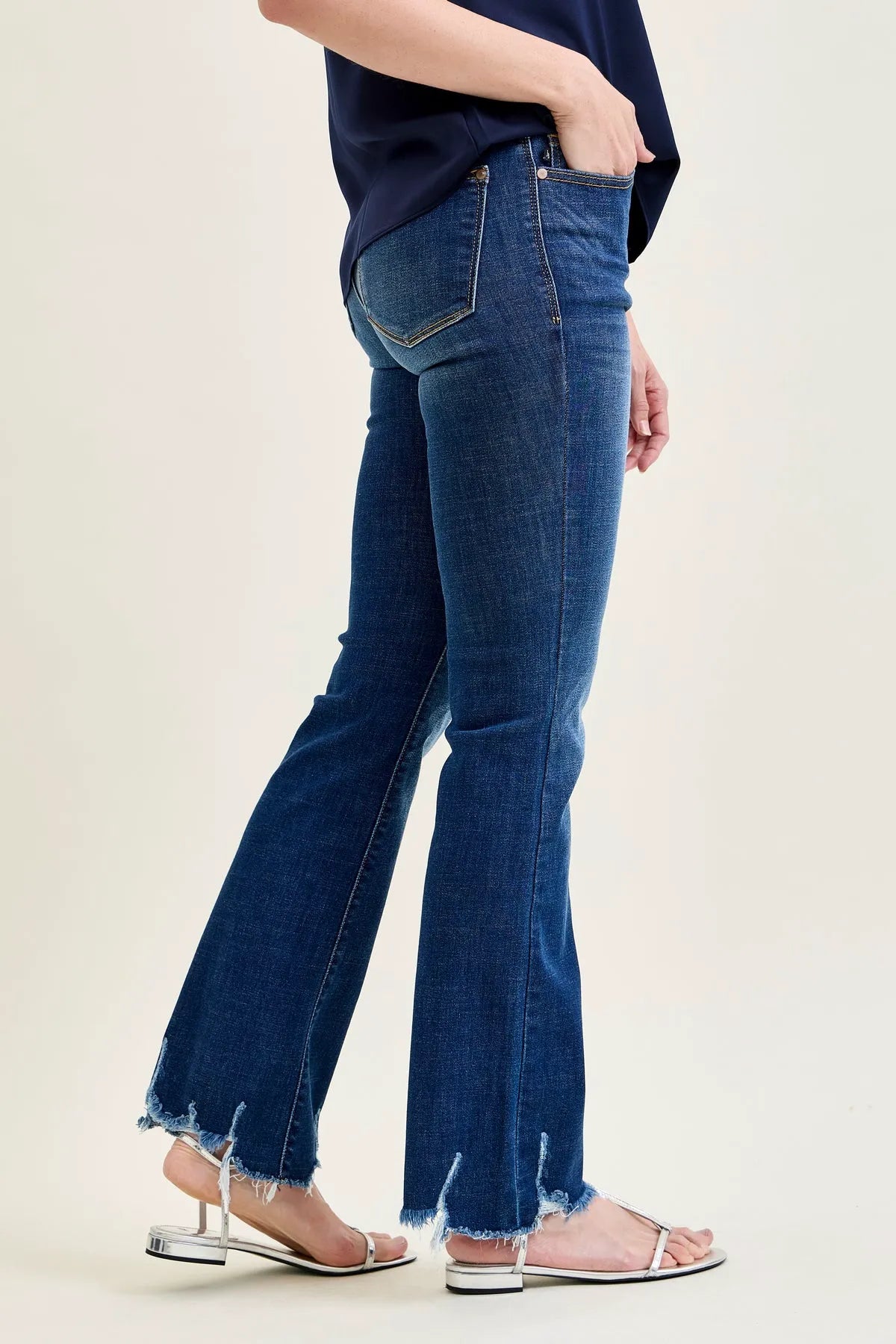 Daisy Distressed Hem Bootcut Jeans