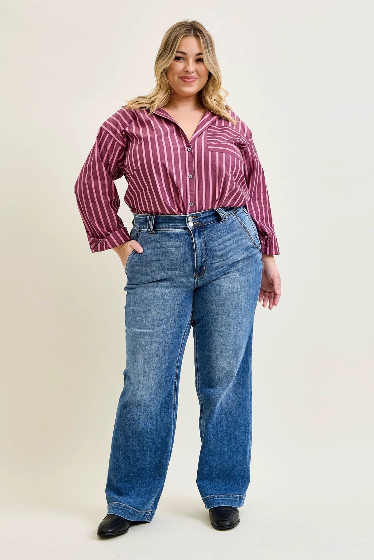 Penny Wide Denim Trouser - PLUS