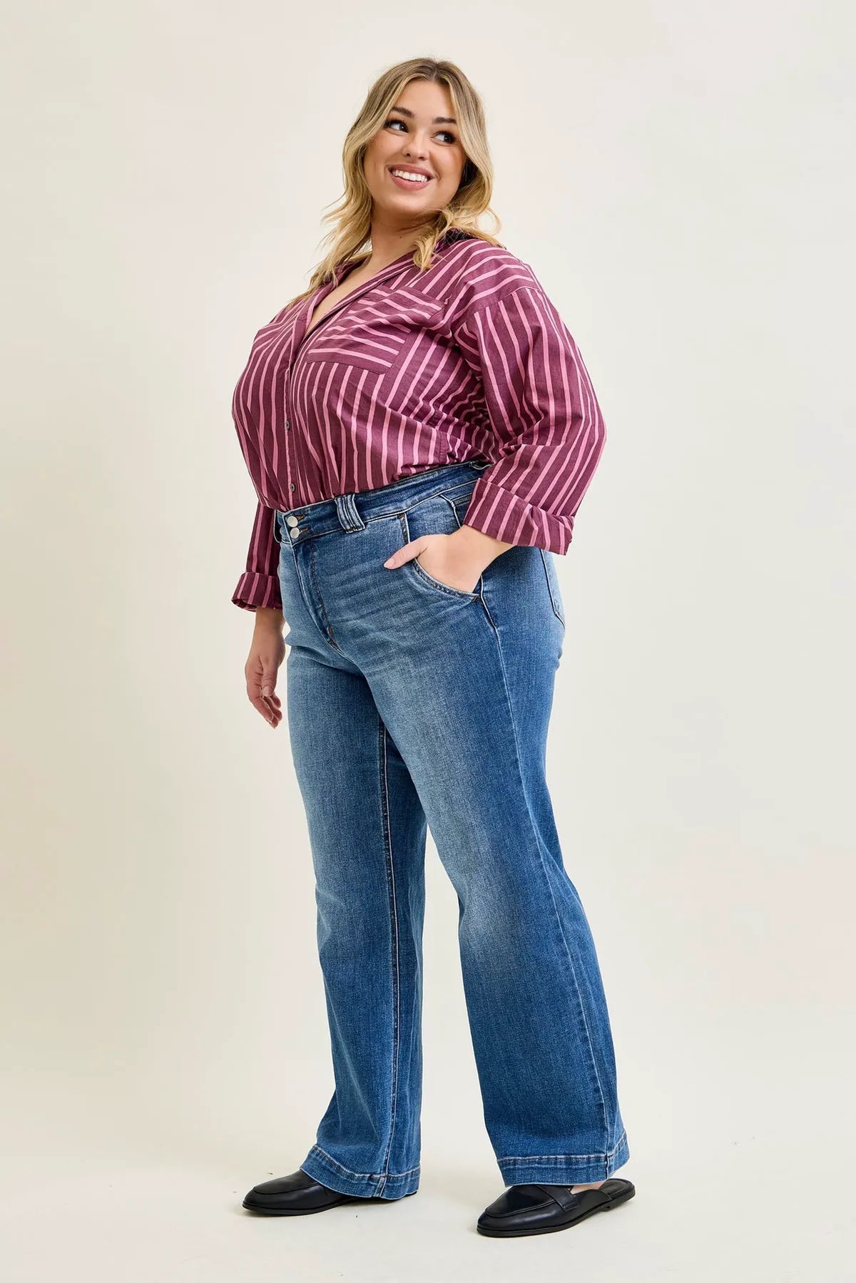 Penny Wide Denim Trouser - PLUS