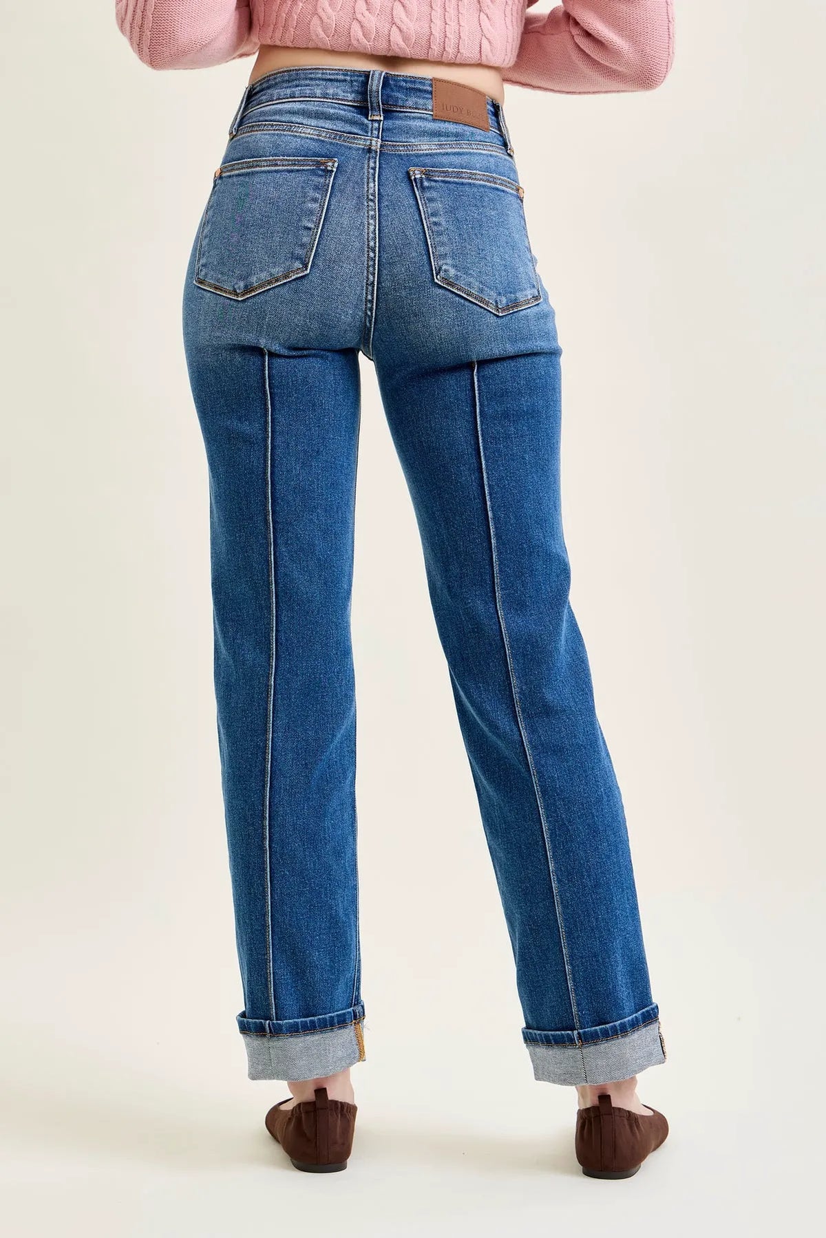 Kimberly Front Seam Detail & Cuffed Straight Fit Jeans