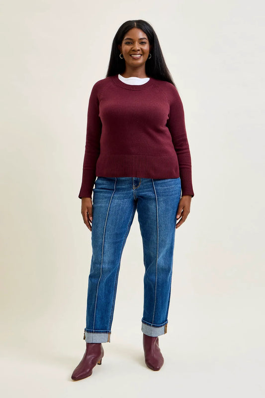Kimberly Front Seam Detail & Cuffed Straight Fit Jeans - PLUS