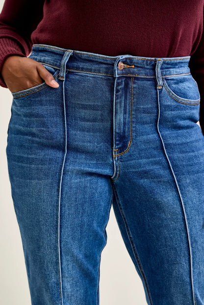 Kimberly Front Seam Detail & Cuffed Straight Fit Jeans - PLUS