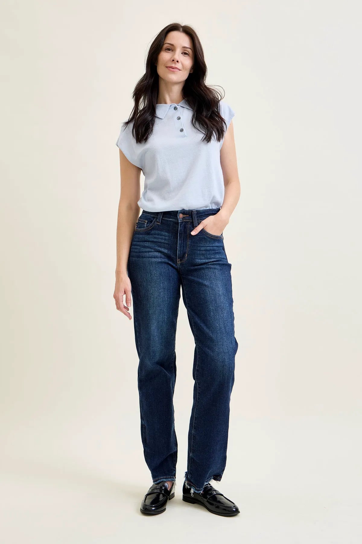 Kimberly Straight Leg with Fray Hem